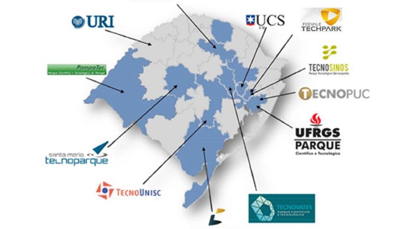  Mapa dos parques tecnológicos do Rio Grande do Sul