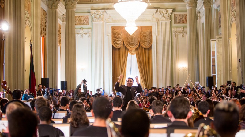 CULTURA PORTO ALEGRE, RS, BRASIL 09 07 14 Governador Tarso Genro assiste apresentação da Orquestra Jovem da Escola de Música da